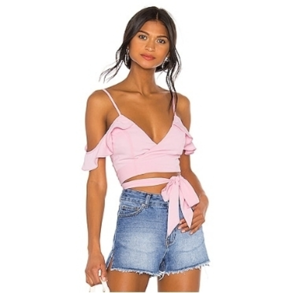 NWT Superdown Tiffani Wrap Tie Top in Pink, XL